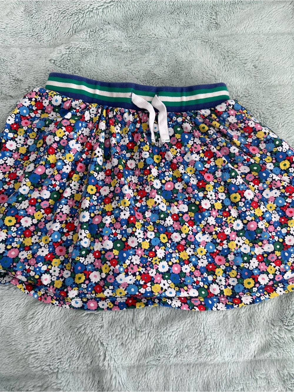 Mini Boden Floral Skort with Blue Base and Multicolor Flowers